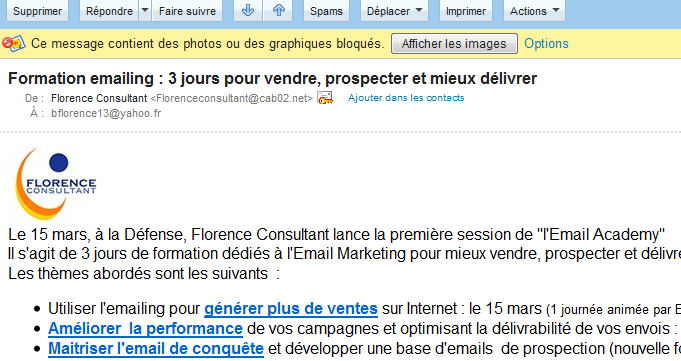 Message sous Yahoo