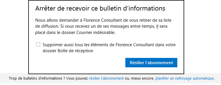 Outlook_arreter de recevoir ce bulletin