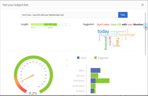 Adobe subject line optimizer